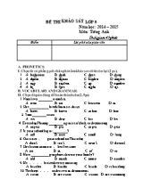 Đề thi khảo sát môn Tiếng Anh Lớp 6 - Năm học 2014-2015